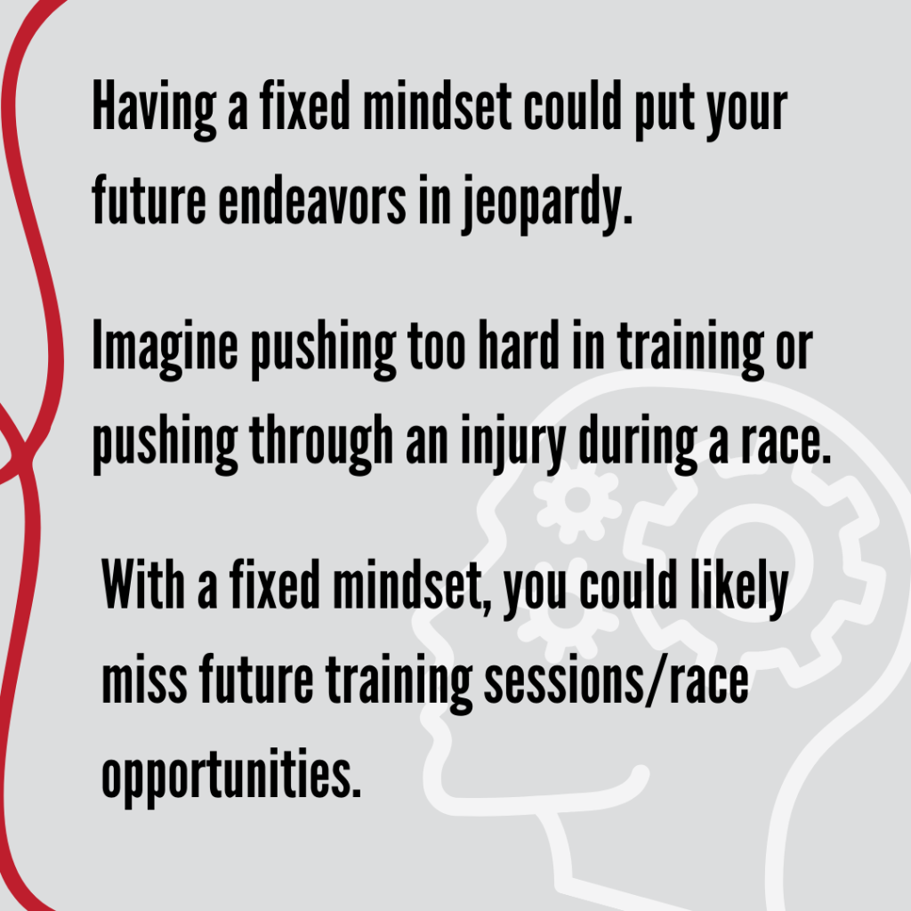 a mind in the shape of gears that says having a fixed mindset could put your future endeavors in jeopardy.